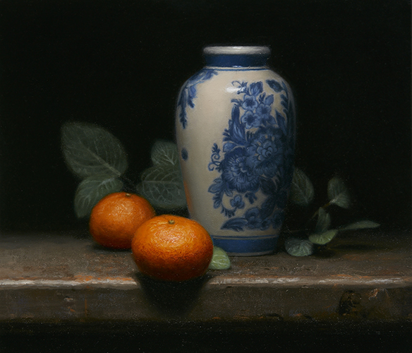 Moritaka (Toko) Suzuki Mandarin still life 2016 Oil on canvas on board 25 x 30cm