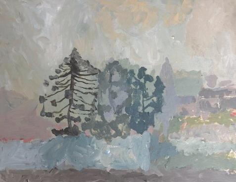 Abby Chambers, Rivendell #3 2025, synthetic polymer paint on board, courtesy the artist and A K Bellinger Gallery, Inverell.